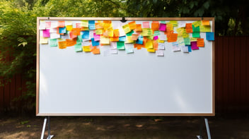 Photo of a Whiteboard covered in Sticky Notes