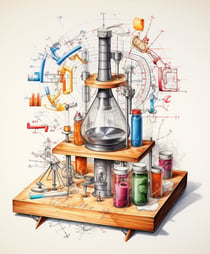 Illustration of a chemistry and math experiment